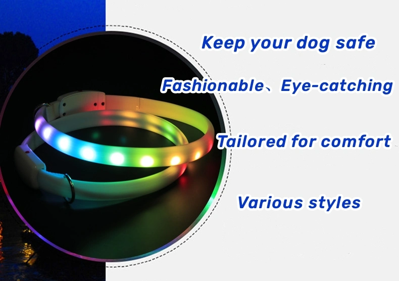 Customizable Waterproof Adjustable Rechargeable LED Flash Pet Dog Collar