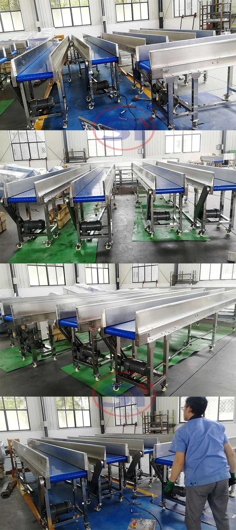 PVC PU Belt Conveyor Food Seafood Transmission Packaging Belt Conveyor