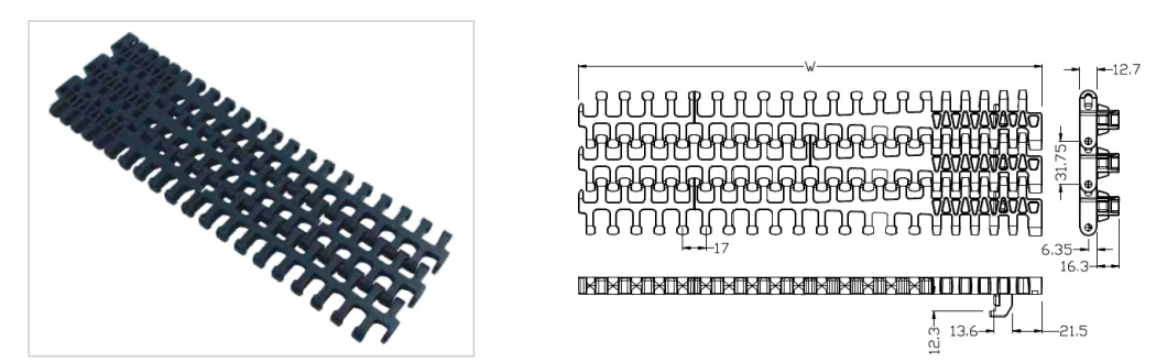 Turning Belt 1275 1285 2265 Modular Belt for Food Beverage Package Small Radius Conveyor Belt