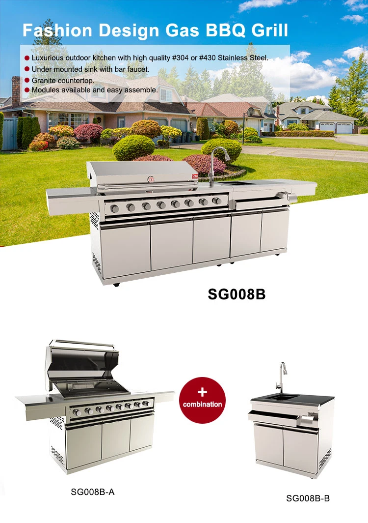 American Open Kitchen Cabinet Barbeque Gas Grill for Home