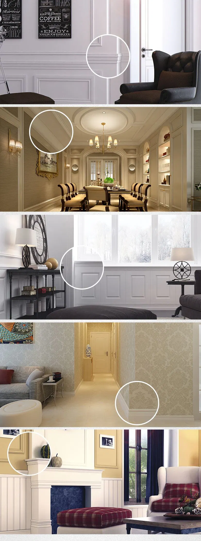 Wear Resistant Baseboard Moulding Crown Flat Trim Wood Decorative Ceiling Mouldings