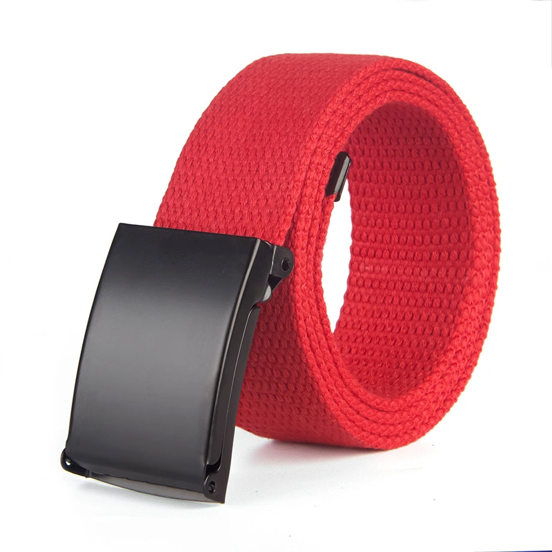 Webbing Canvas Outdoor Web Belt Premium Mens Canvas Belt with Flip-Top Solid Black Buckle
