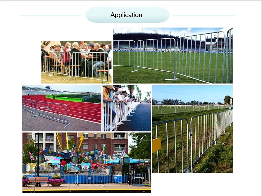 ISO9001 Temporary Road Crowd Control Barrier Low Carbon Steel Movable Barriers Systems with Flat Bases