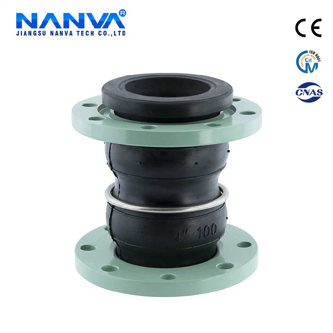 Double Ball Flexible Wound Rubber Soft Joint with Pressure Ring National Standard Flange Soft Connection Expansion Joint DN50