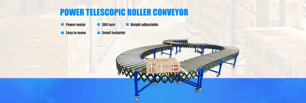 Guangzhou Factory Portable Expandable Telescopic Flexible Roller Conveyor Used for Transfer Boxes