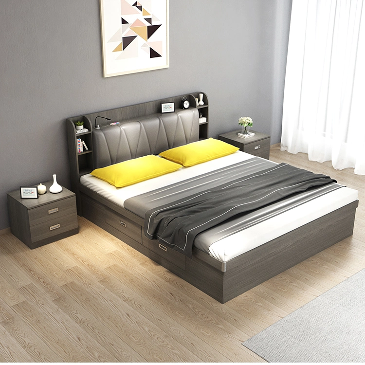 Luxury Wood Beds Modern Home Bed Room Furniture King Queen Size Wooden MDF Bedroom Set