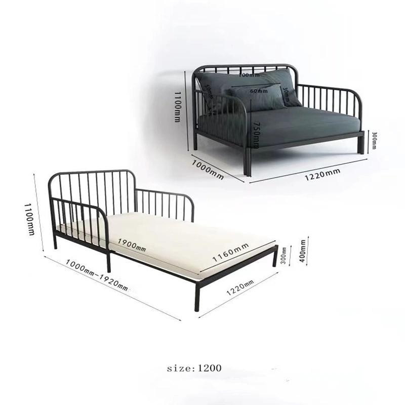 Old Classic Industrial Pipe Design Bedroom Furniture Metal Single Bed Modern Style Indoor Sofa Bed
