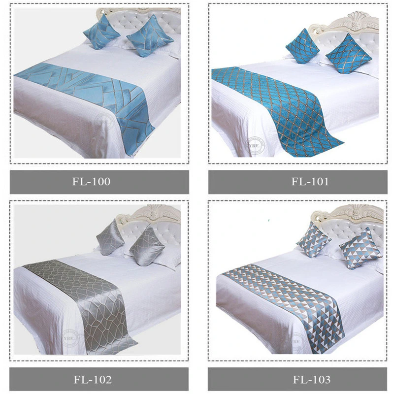 Hotel Bedroom Simple Bright Silk Decorate Silver Blue Bed Flags