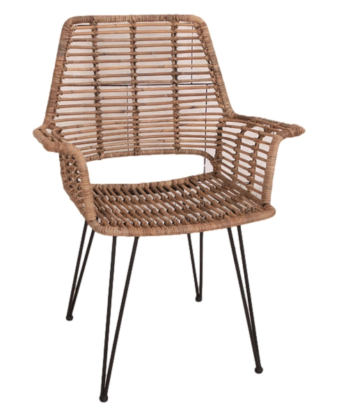 Rattan Weaving Armchair with Metal Legs for Living Room