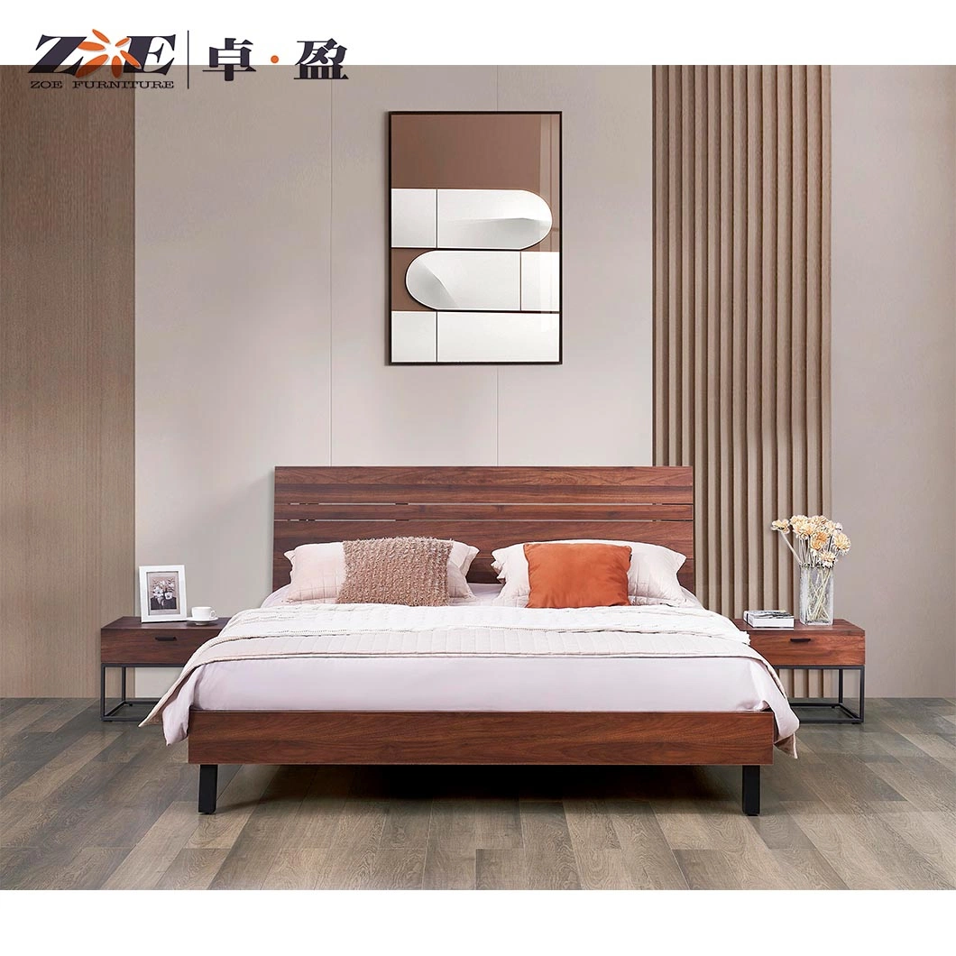 New Model Modern Design Double King Size Dark Wooden Home Hotel Bedroom Furniture Master Bedroom Set