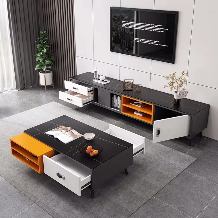 Nordic Simple Design Modern Creative Ins Wind Apartment Small Size Coffee Table TV Stand Set in Living Room
