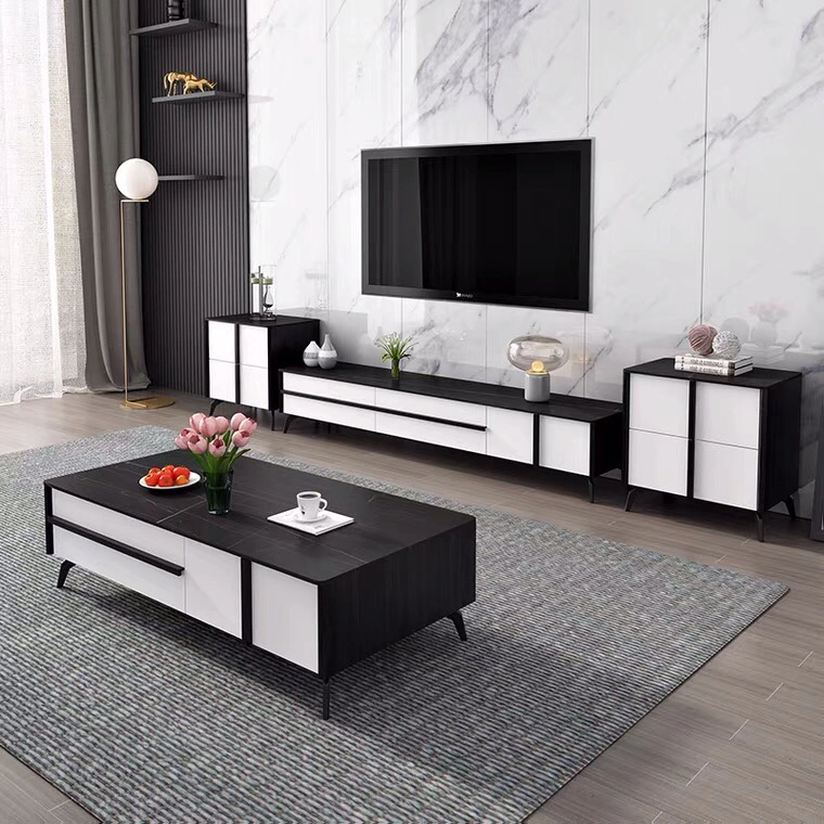 Nordic Simple Design Modern Creative Ins Wind Apartment Small Size Coffee Table TV Stand Set in Living Room