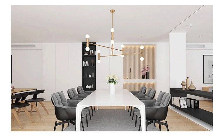 Postmodern Chandelier Black Gold Adjustable Whirling Indoor Lounge Room Atomium Chandeliers (WH-MI-342)