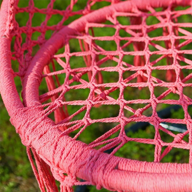 Macrame Tassels Rope Hanging Chair with Hand Woven Rope for Indoor Outdoor Home Bedroom Patio Deck Garden