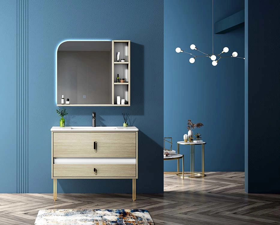 New Design Hot Selling Bathroom Cabinet Matching Mirror Countertop Marble Ceramic Basin Bathroom Vanity