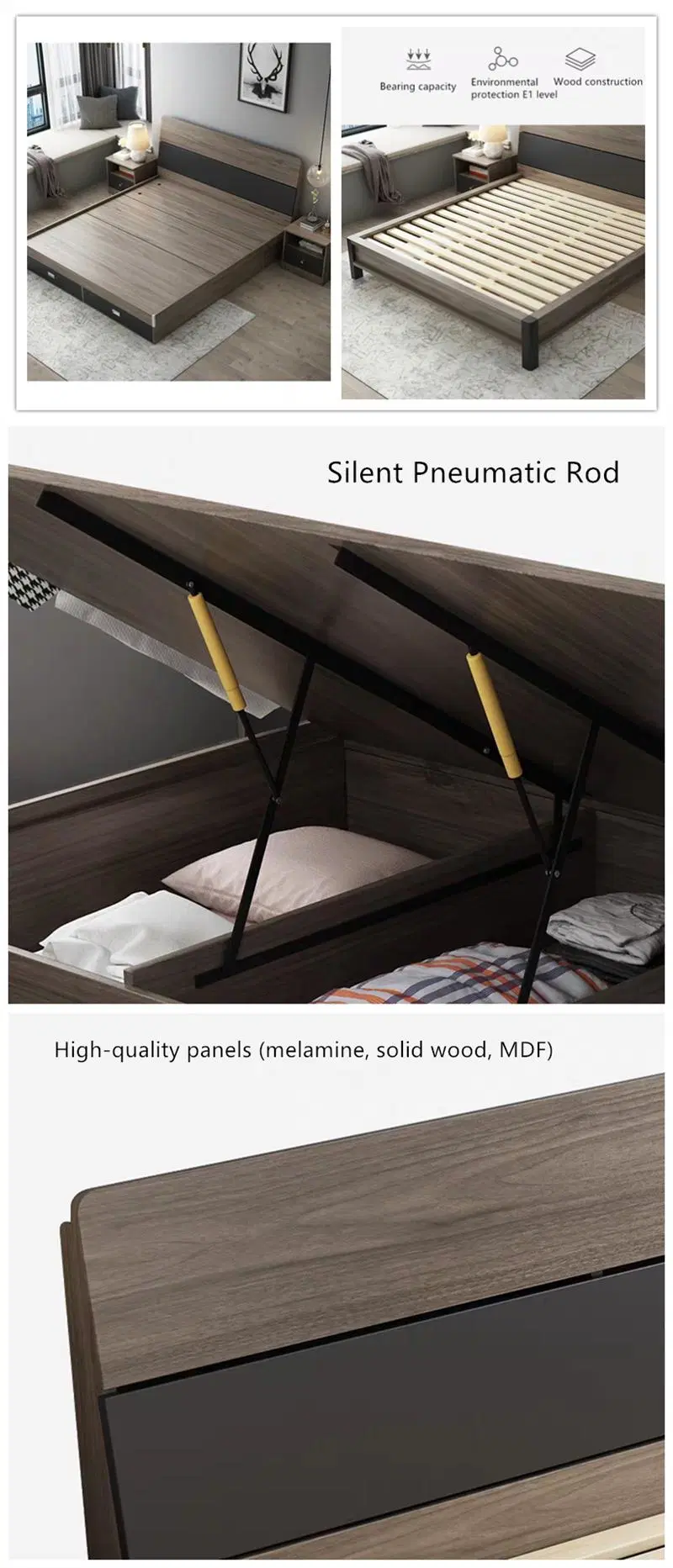 2022 Hot Selling Luxury High Quality Furniture Modern Oak Wooden Bed Bedroom Furniture