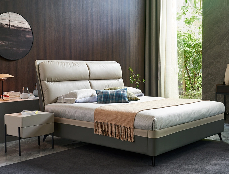 Modern Double Bed Designer Furniture Set Leather Luxury King Size Bedroom Furniture
