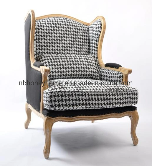 Luxury Wooden Pouffe Royal Lounge Modern High Back Wing Back Chair