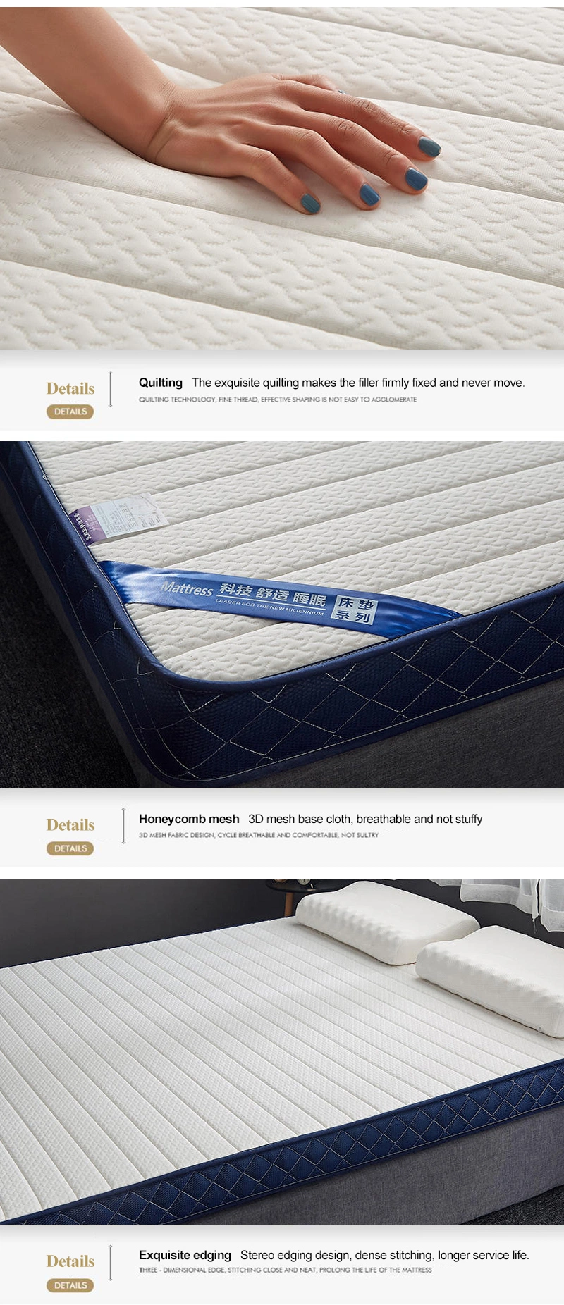 Bedding Linen Set 100% Cotton Army Style Bed Cheap Mattress Roll Foldable Portable Warm Gel Mattress Full