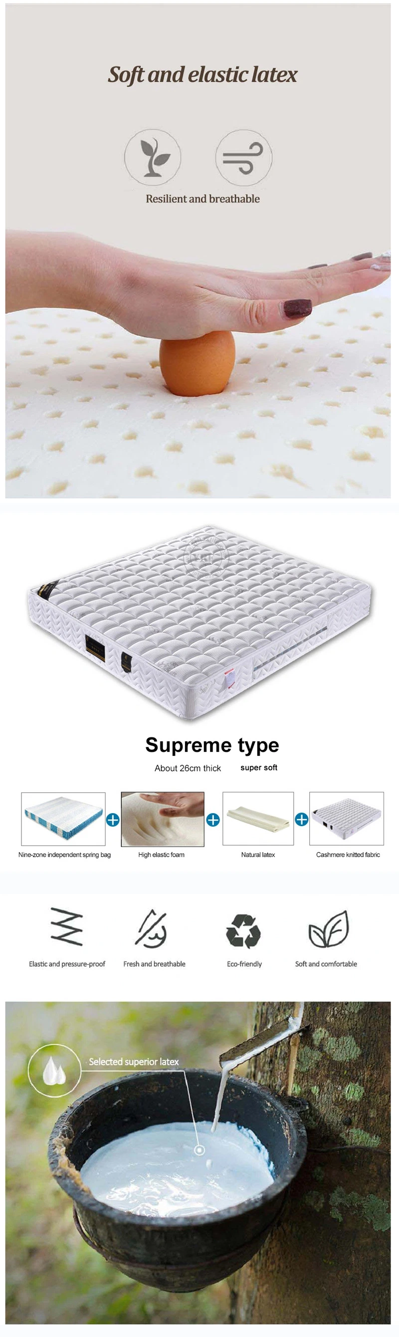 Wholesale Pocket Spring 5 Star Hotel Twin Bed Memory Foam Mattress for Bedroom