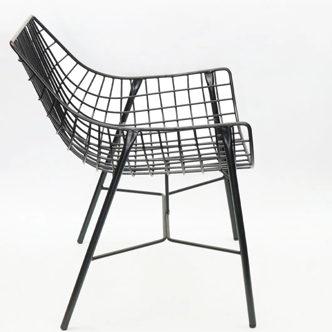 Super Sale Antique Vintage Wrought Cushioned Outdoor Chair Garden Furniture for Patio Backyard Dining Iron Wire Chair