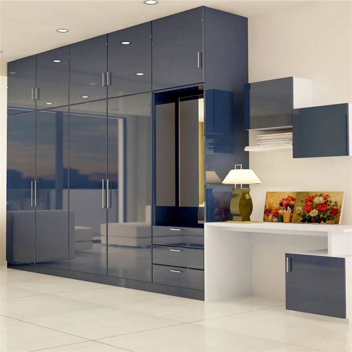 Custom Made Bedroom Furniture Wood Bulit in Wardrobe Grey Glass Door Closet Walk in Cloakroom