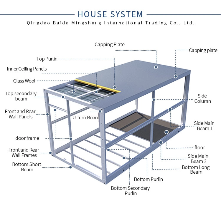 Complete Cargo Large Bedroom Container House Frame Steel Folding Container House