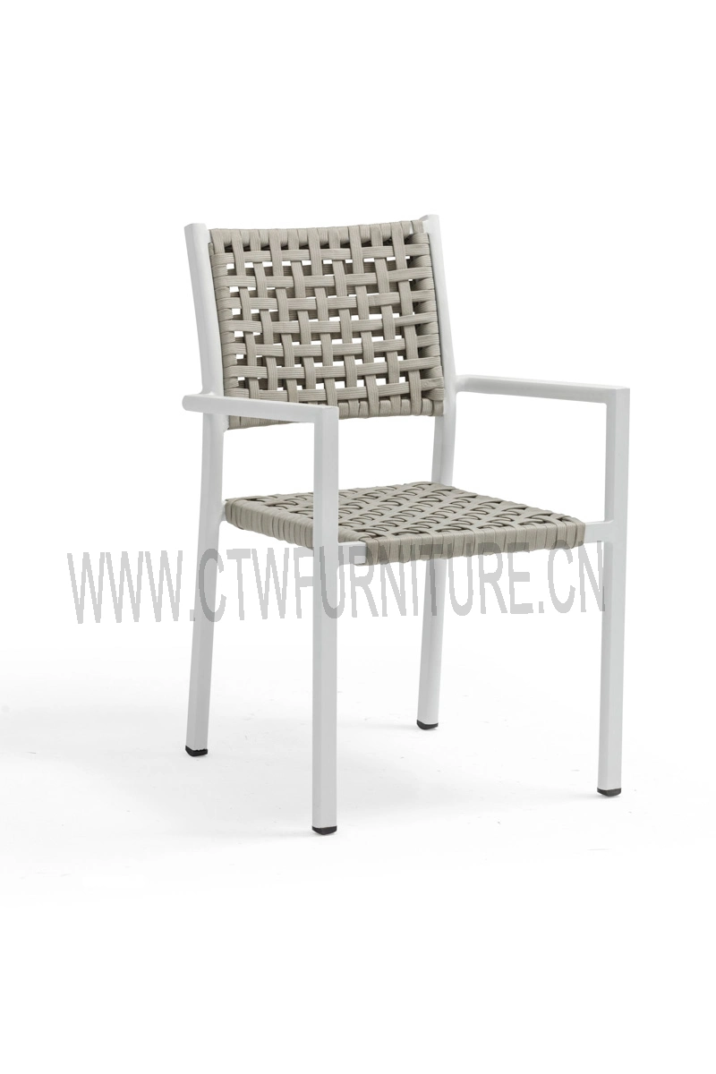 Wholesale Patio Furniture Outdoor Rattan Woven Rope Dining Chair Wood Garden Weave Rope Chair