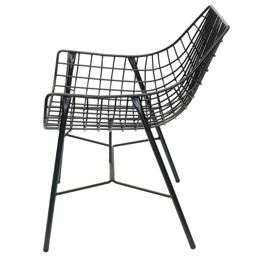 Super Sale Antique Vintage Wrought Cushioned Outdoor Chair Garden Furniture for Patio Backyard Dining Iron Wire Chair