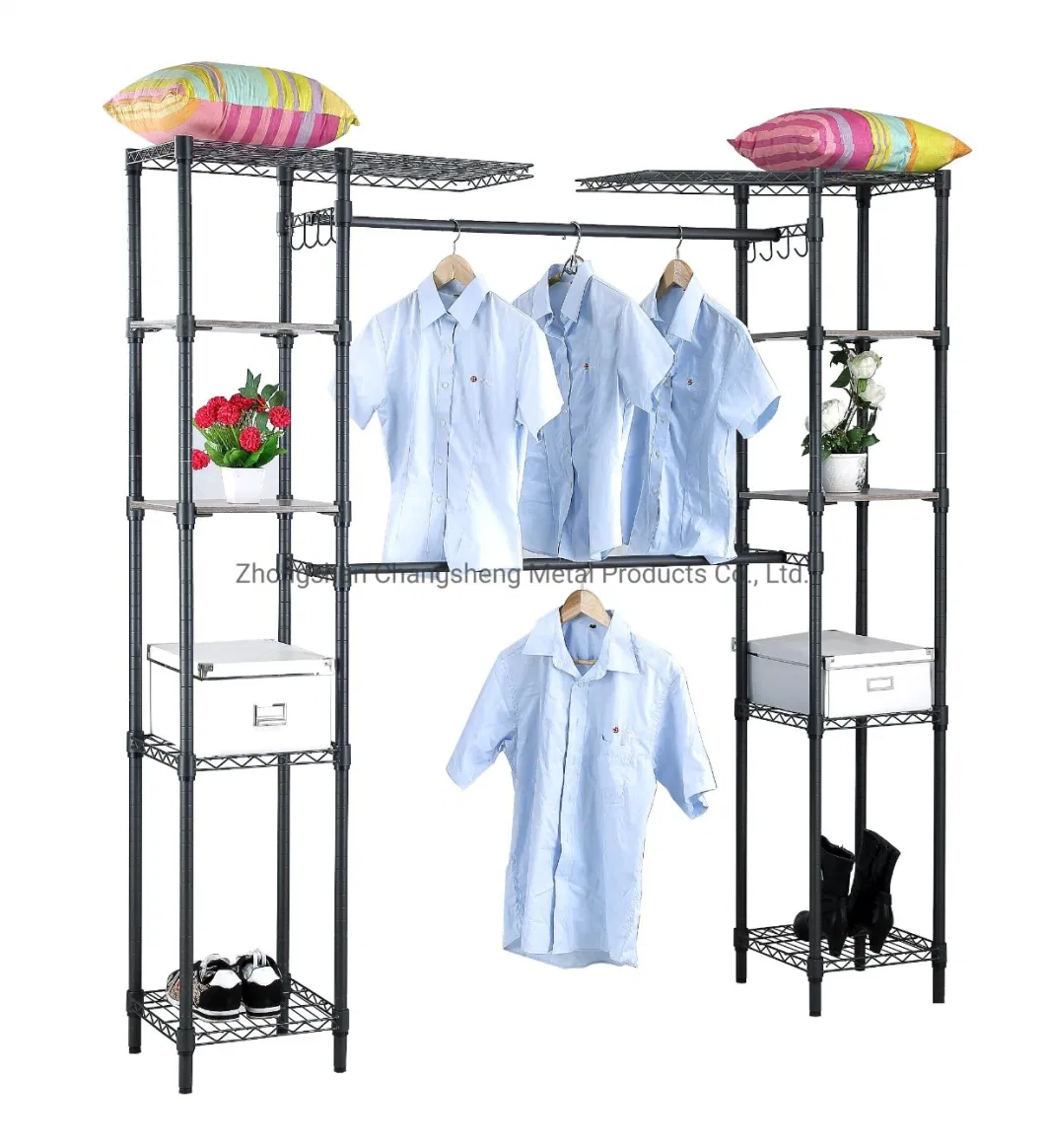 New Design Vintage Clothes Rail Rack Shelf Bedroom Metal Wardrobe Furniture Price