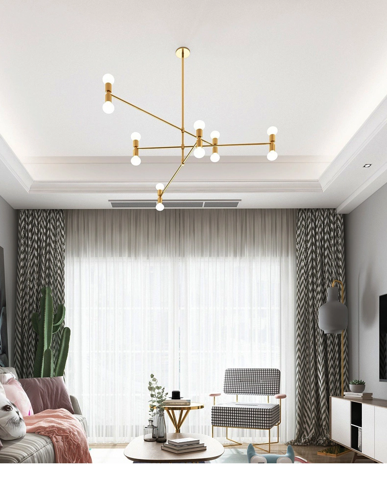 Postmodern Chandelier Black Gold Adjustable Whirling Indoor Lounge Room Atomium Chandeliers (WH-MI-342)