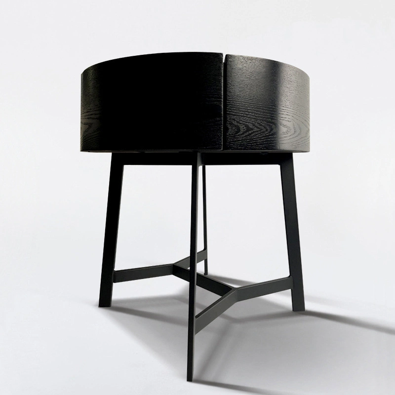 Modern Round Bedsie Table Bedstand Nightstand Nordic Black Oak Night Desk Furniture Bedroom