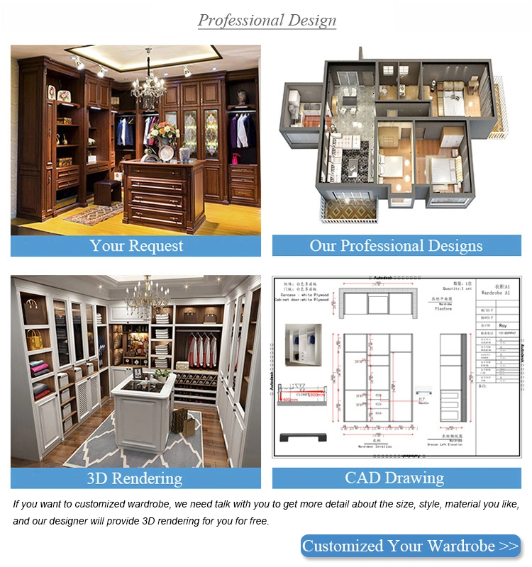 Modern Wooden Built in Closet System Furniture Design Bedroom Walk in Closet Organizer Wardrobe