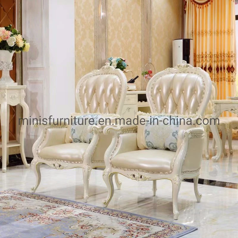 (MN-SFC26) European Furniture Home Living Room/Bedroom/Hotel Lobby Solid Wood Leather Armchairs