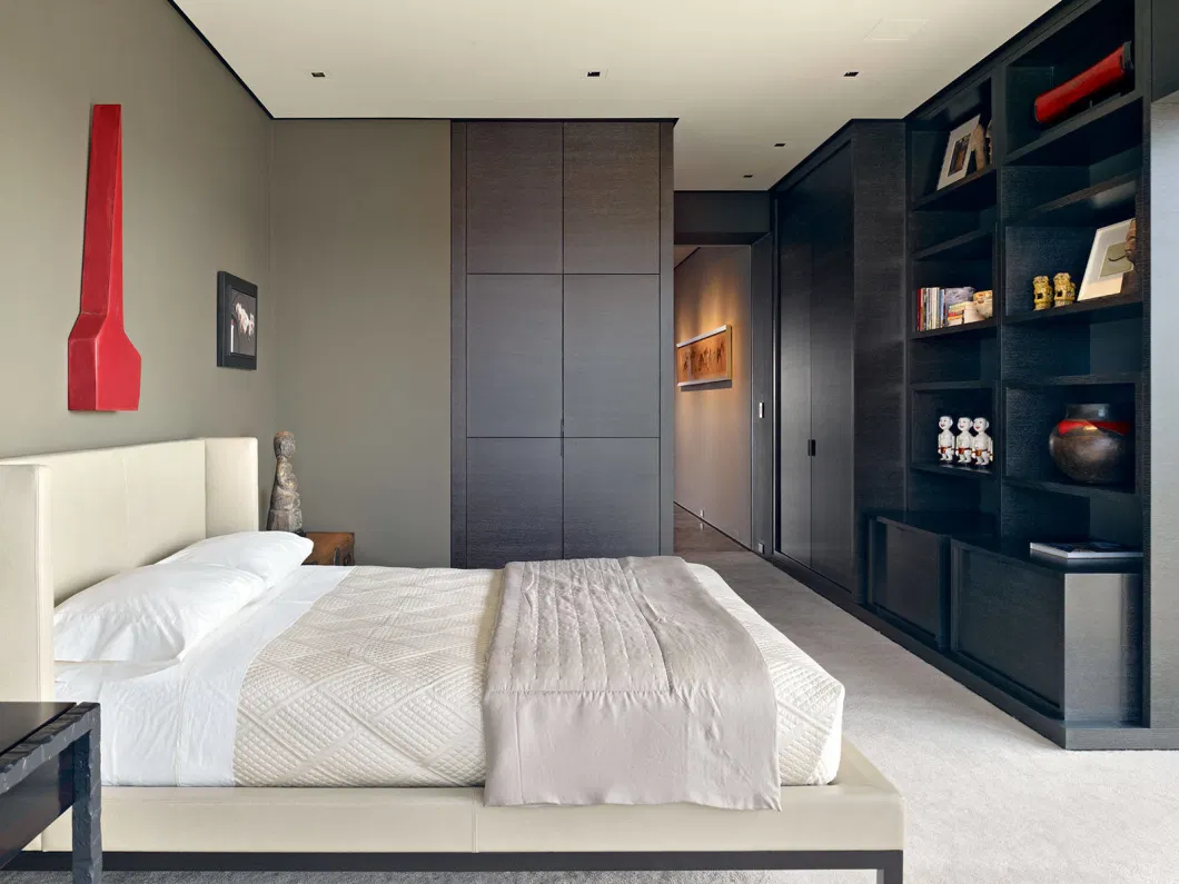Black Wooden Tones Fitted Wardrobe Melamine Laminate Wardrobe Bedroom Furniture