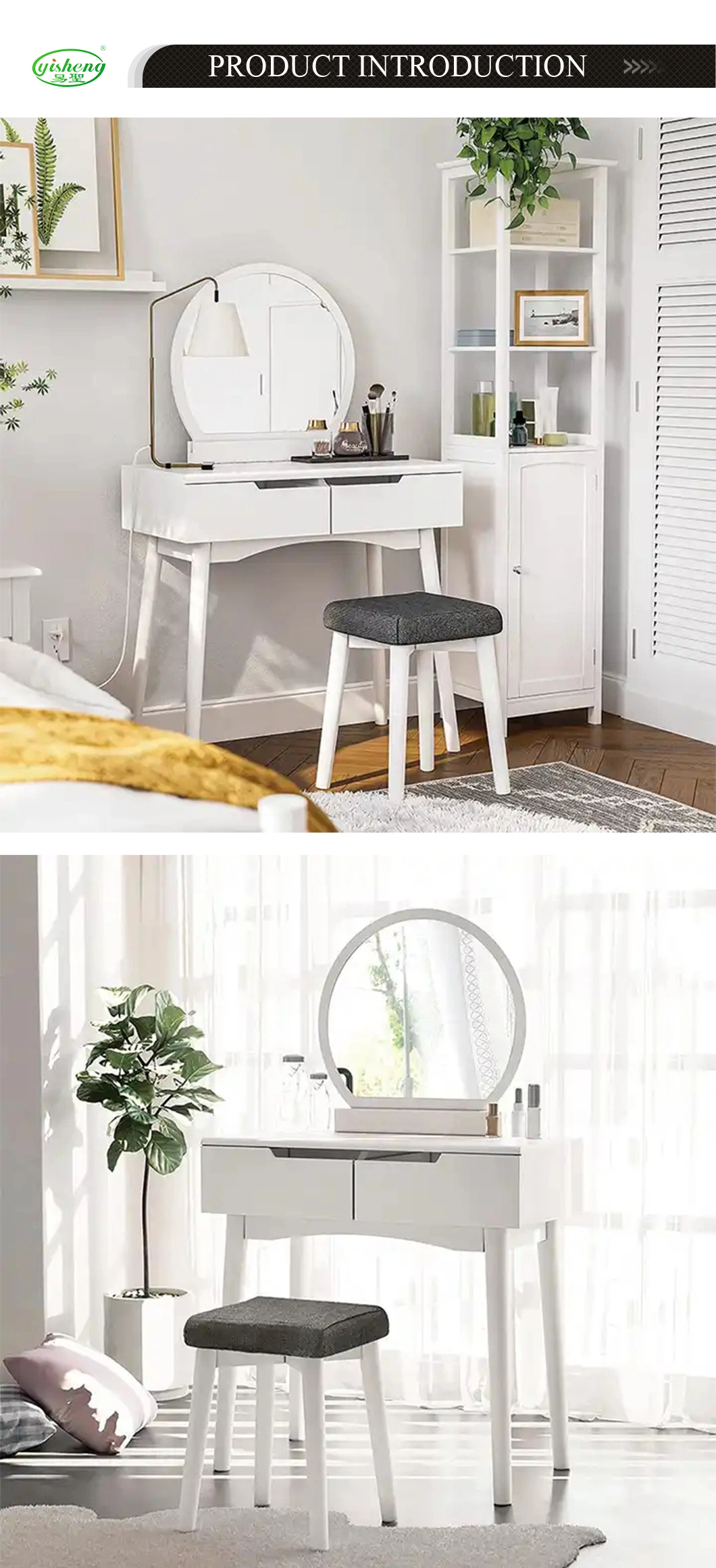Luxury Mirrored Dressing Table with Drawer for Bedroom Furniture