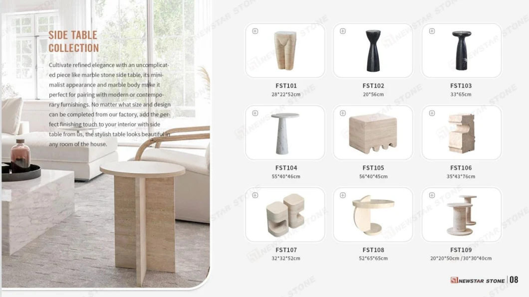 Modern Design Natural Marble Sofa Bedroom Travertine Side Coffee Table Unique Design Small Size Coffee Table Natural Marble Furniture