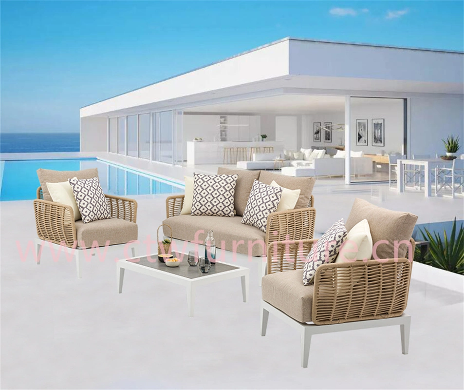 French Modern Style Outdoor Furniture Hotel Project Rope Garden Sofa Set Furniture