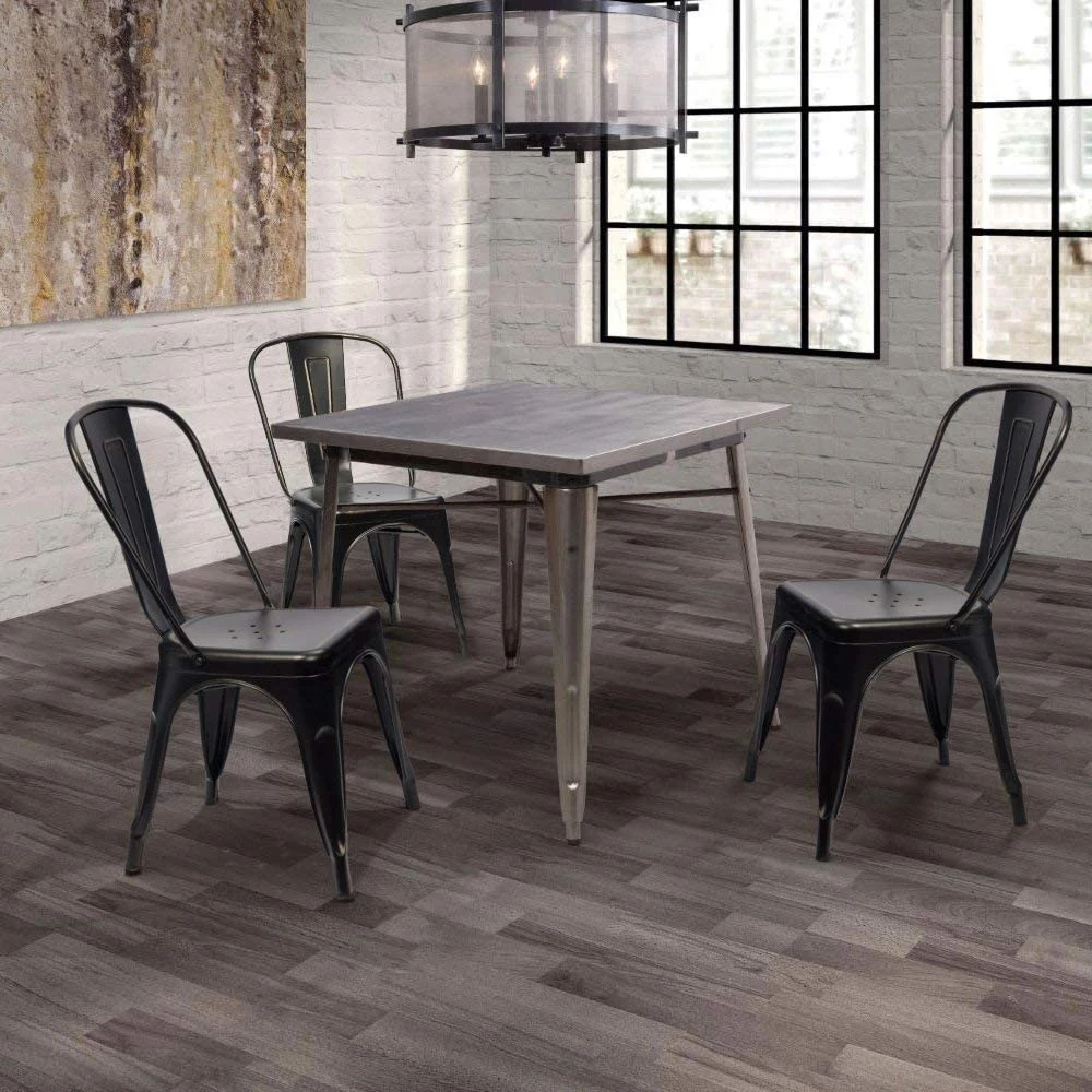 Coastal Black Elm Wood Furniture Country Style Dining Room Chairs Tin Modern Chairs Furniture Salon Styling Chairs