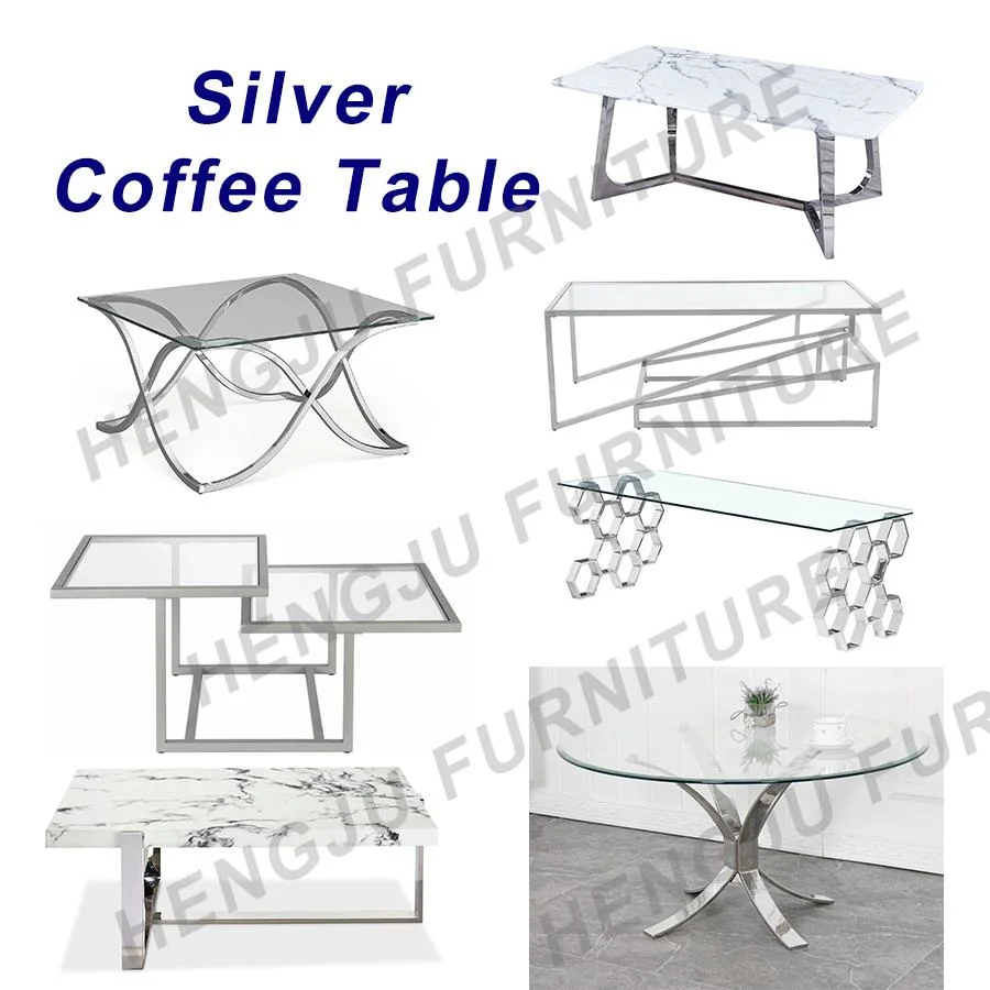 Living Room Sofa Table Sets Coffee Stainless Steel Frame European Style