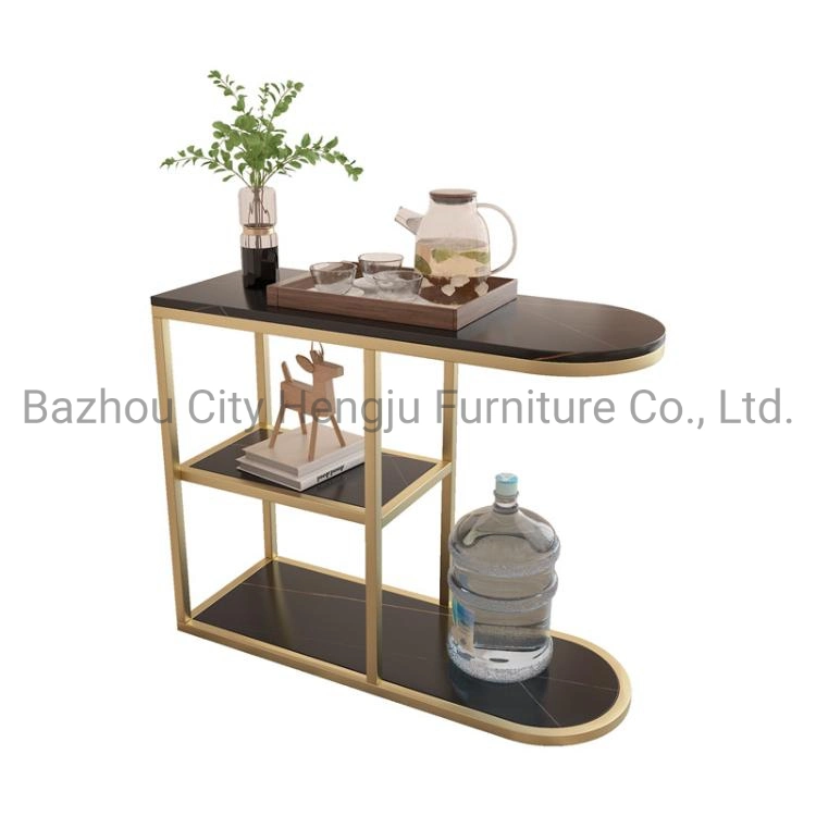 Best-Selling Small End Table Furniture for Living Room and Bedroom Sofa Side Table Tray Folding Golden Tray Center Table MDF Top with Stainless Steel Frame