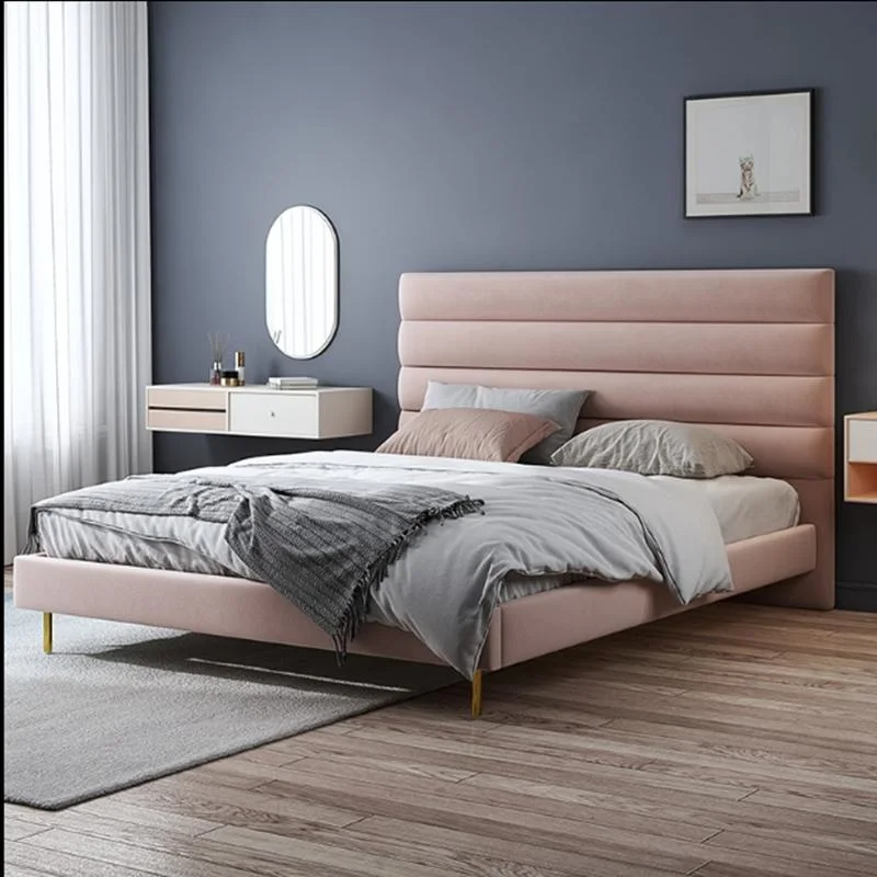 Wholesale Single Double Queen King Size Velvet Fabric Hotel Bed Room Furniture Bedroom Set in Foshan
