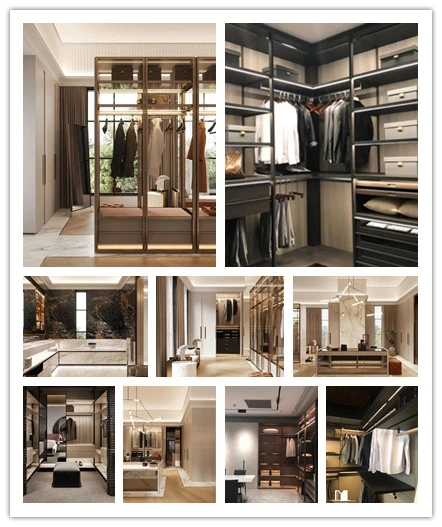 Simple Design Bedroom Glass LED Aluminum Profiles Frames Clothes Wardrobe Modern Wooden Fitted Closet Almirah Wardrobes