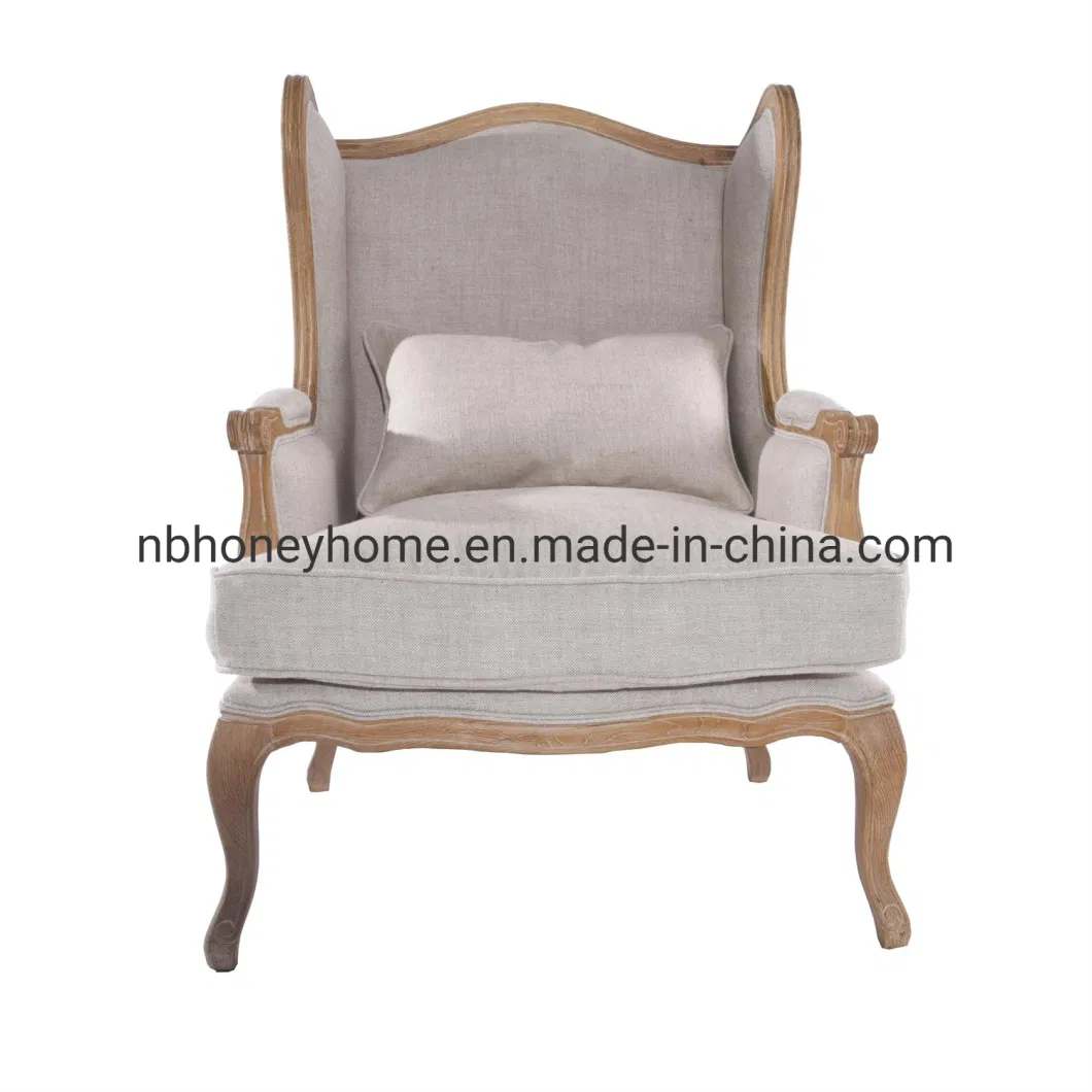 Luxury Wooden Pouffe Royal Lounge Modern High Back Wing Back Chair