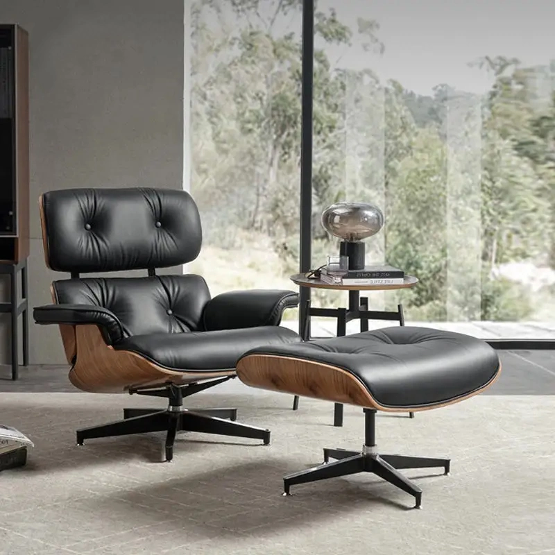 Living Room Armchair Modern Luxury Genuine Leather Sofa Chair Swivel Lounge Chair
