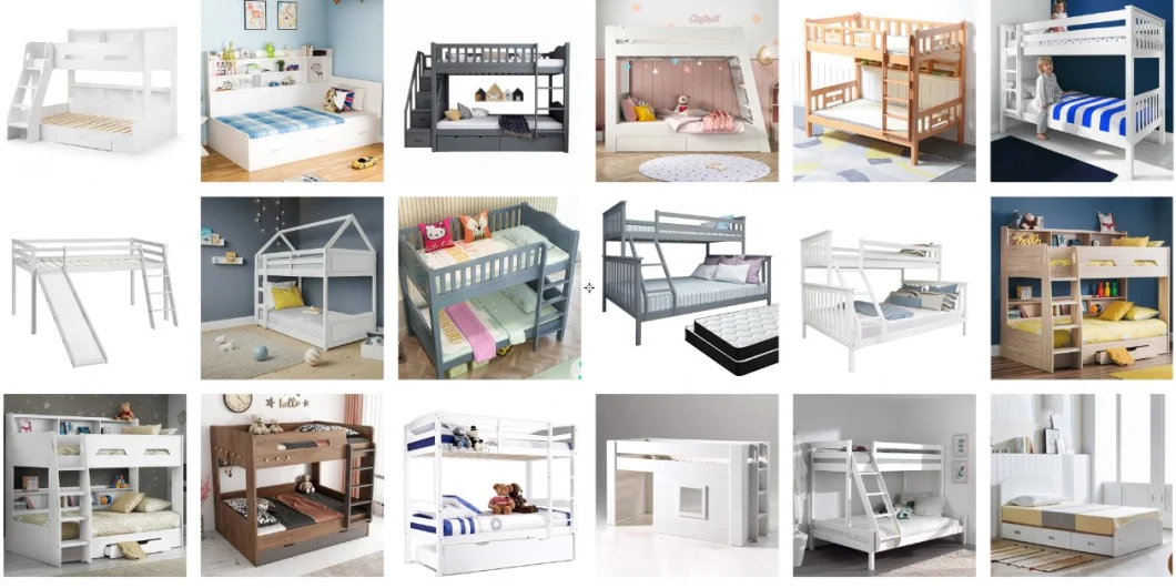 Chidren Kids Adults Modern Home School Apartment White Grey MDF Solid Wood Pine Bed Separated Into 2 Single Bed Bedroom Furniture Bed Furniture