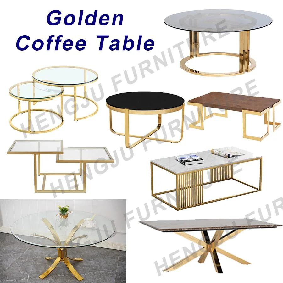 Living Room Sofa Table Sets Coffee Stainless Steel Frame European Style
