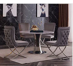 Modern Stainless Steel Marble Dining Table for Restaurant Dining Table and Chairs Furniture