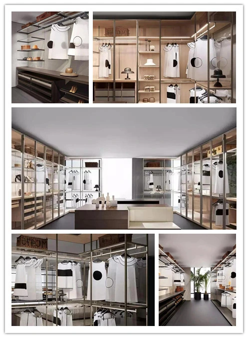 Simple Design Bedroom Glass LED Aluminum Profiles Frames Clothes Wardrobe Modern Wooden Fitted Closet Almirah Wardrobes
