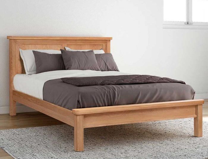 Wholesale Modern Nordic Style Home Furniture Solid Oak with MDF Veneer Grey White Painted Bedroom Bed Contemporary Single/Double/Queen King Bed